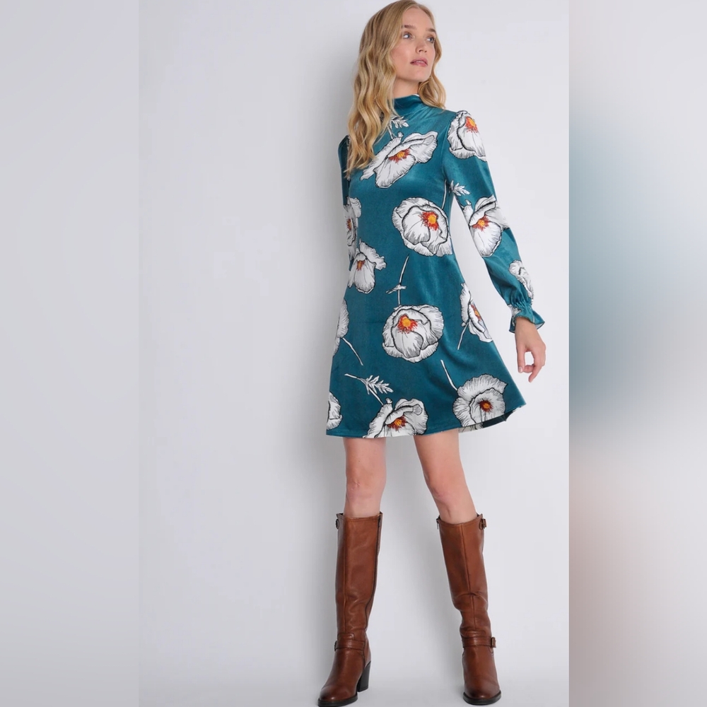 NWT Burgs Women's Green Floral Mini Dress Size 14